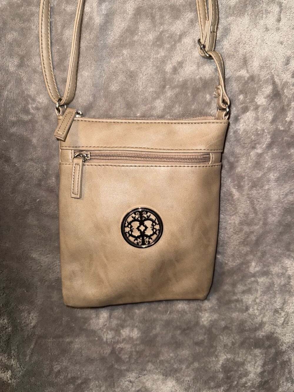 Relic Beige Faux Leather Crossbody Bag